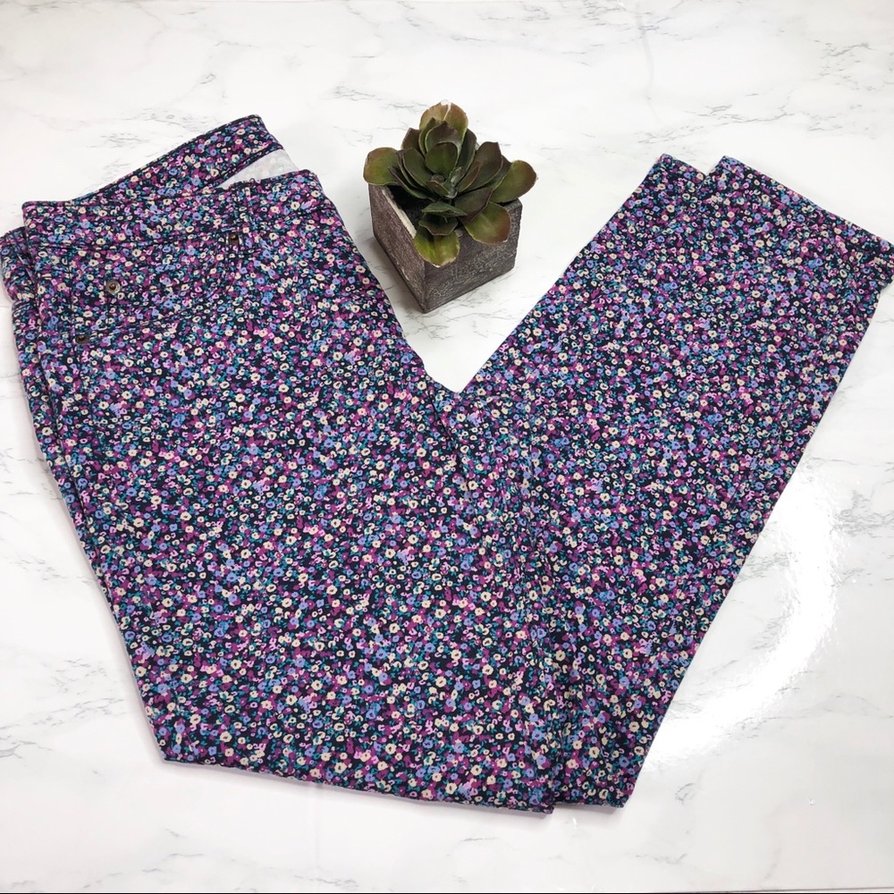 G. H. Bass floral jeans, high rise skinny/ slim